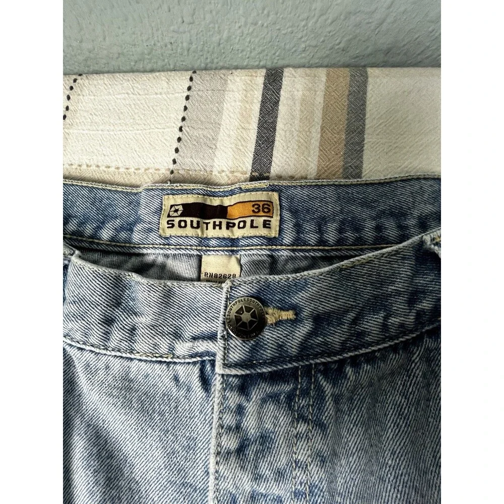 Vintage Y2K South Pole Denim Shorts Jorts Baggy Light Wash Faded Men’s Size 36